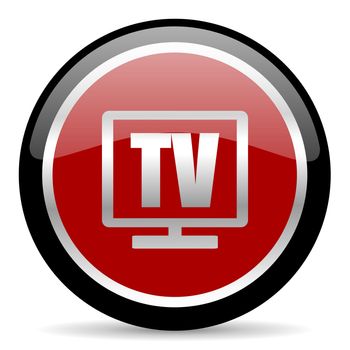 red glossy web button on white background