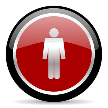 red glossy web button on white background