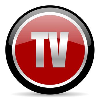 red glossy web button on white background