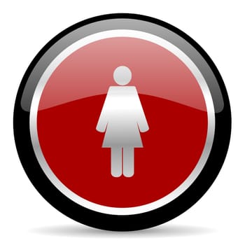 red glossy web button on white background