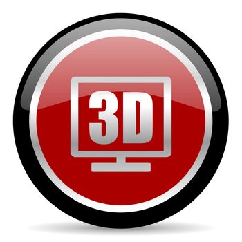 red glossy web button on white background