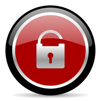 red glossy web button on white background
