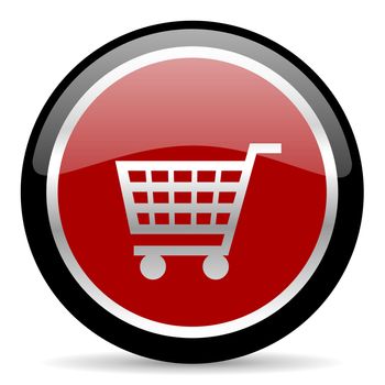red glossy web button on white background