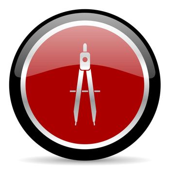 red glossy web button on white background