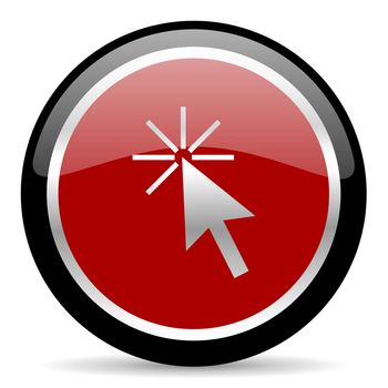 red glossy web button on white background