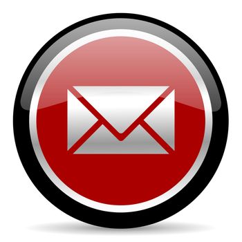 red glossy web button on white background