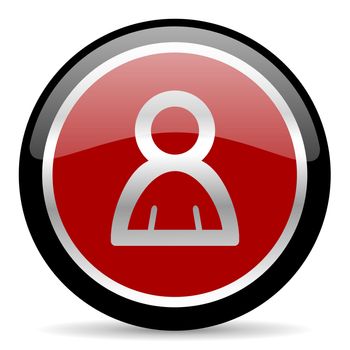 red glossy web button on white background