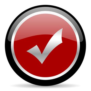 red glossy web button on white background