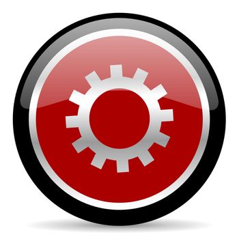 red glossy web button on white background