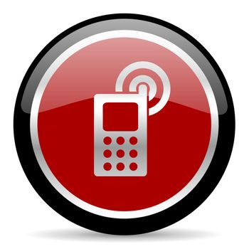 red glossy web button on white background