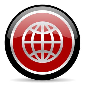 red glossy web button on white background