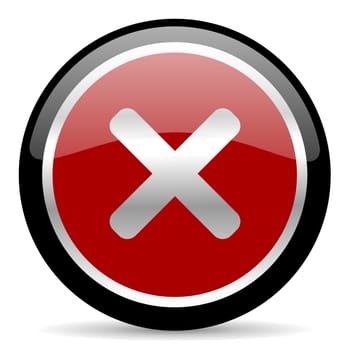 red glossy web button on white background