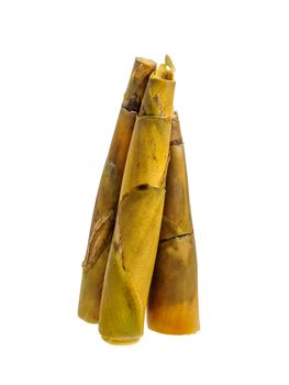 Boiled bamboo shoots isolated on white background.