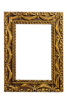 Old antique gold frame isolated on white background 