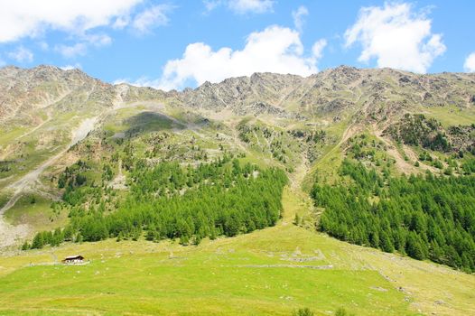 Landschaft im oberen Schnalstal in Südtirol