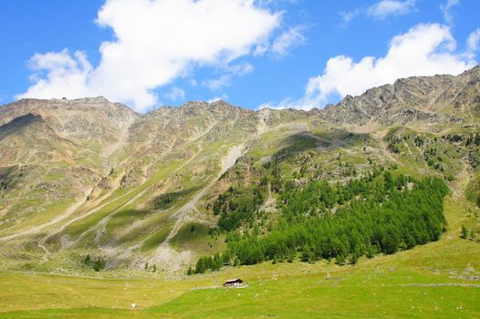 Landschaft im oberen Schnalstal in Südtirol