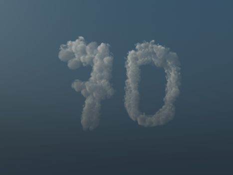 clouds makes the shape of number seventy - 70 - 3d illustration