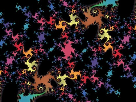 Digital computer graphic - rendering. Patterned fractal background with spirals for design