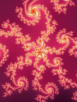 Digital computer graphic - rendering. Patterned fractal spiral in a pink colors for design