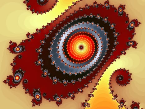 Digital computer graphic - rendering. Decorative fractal spiral in a brown colors for design.