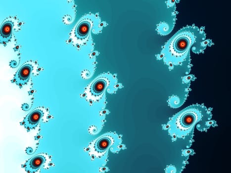 Digital computer graphic - rendering. Patterned fractal background with spirals for design.