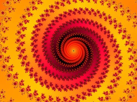 Digital computer graphic - rendering. Decorative fractal spiral in a orange colors for design
