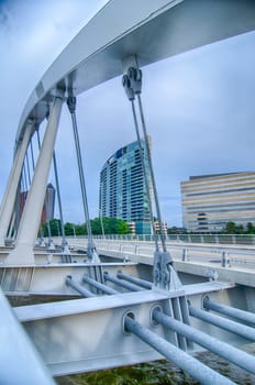 Columbus, Ohio skyline reflected in the Scioto River. Columbus is the capital of Ohio