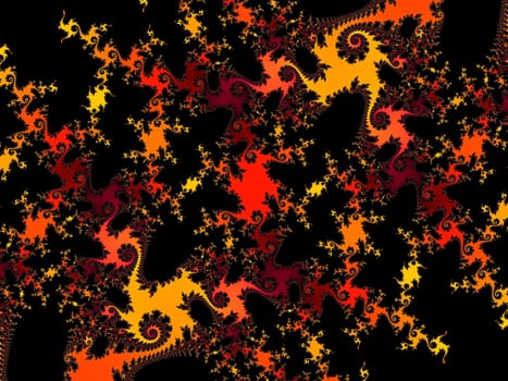 Digital computer graphic - decorative fractal background with spirals fir design.