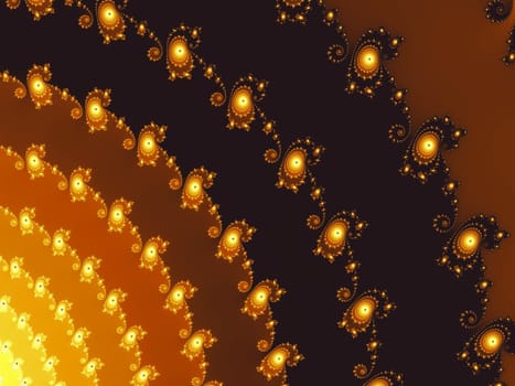 Digital computer graphic - rendering. Patterned fractal background with spirals in a brown colors for design.
