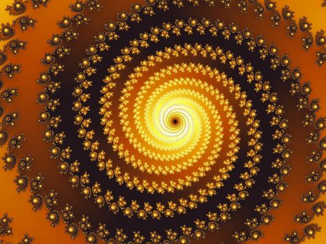 Digital computer graphic - rendering. Patterned fractal spiral in a brown colors for design.
