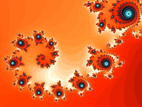 Digital computer graphic - rendering. Patterned fractal helix in a orange colors for design.
