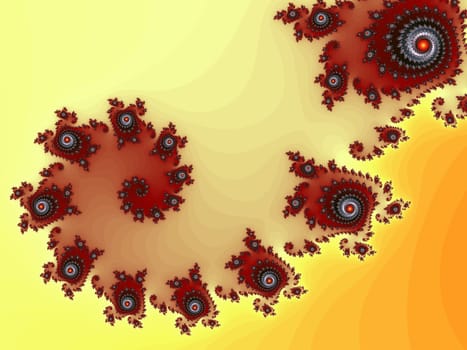 Digital computer graphic - rendering. Patterned fractal helix in a bright colors for design.
