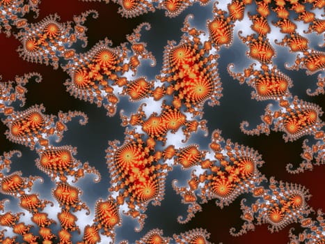 Digital computer graphic - rendering. Decorative fractal background with spirals for design.