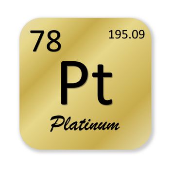Black platinum element into golden square shape isolated in white background
