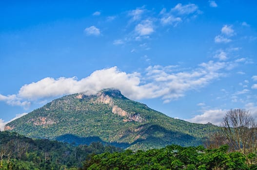 Beautiful mountain  covered with clouds