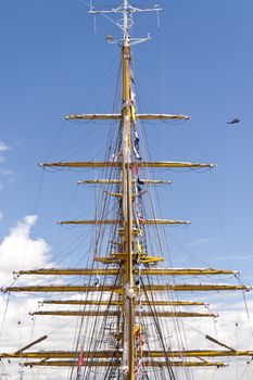 Masts of a Tall Ship in Port of Kiel