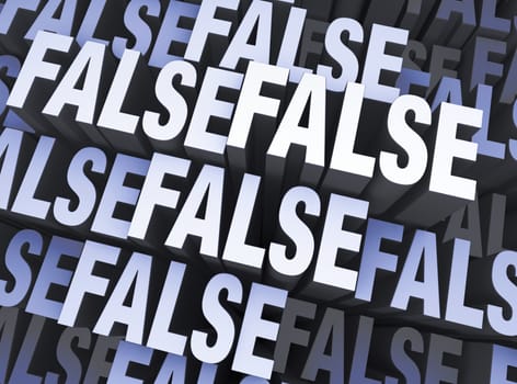 A blue gray background filled with the word "FALSE" repeated many times a different depths.
