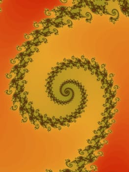 Digital computer graphic - rendering. Graceful fractal spiral in a bright colors for design.