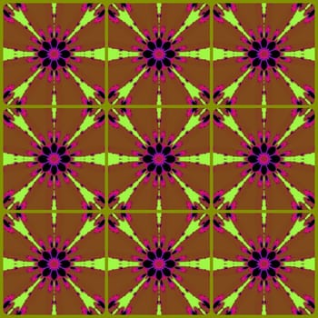 Digital computer graphic - seamless fractal ornament with decorative flowers for design.