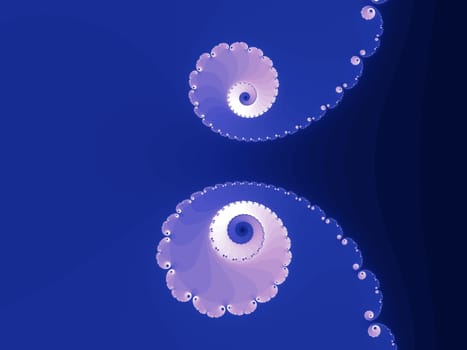 Digital computer graphic - rendering. Decorative fractal background with spirals in a blue colors for design.