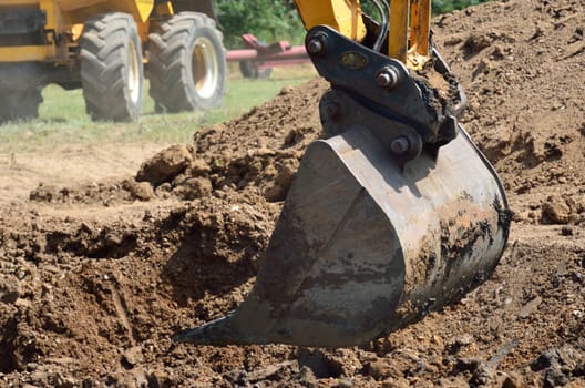 Mechanical shovel in close up