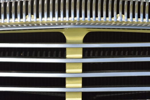 Close up of classic car radiator grill
