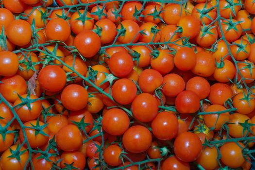 multitude of cherry tomatoes, close-up view