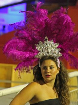 An entertainer wearing a tiara on her head for a carnaval in Rio de Janeiro, Brazil
02 Mar 2014
No model release
Editorial only