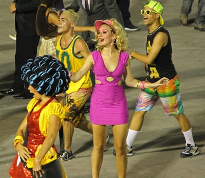 Entertainers dressed in costumes dancing and performing at a carnaval in Rio de Janeiro, Brazil
03 Mar 2014
no model release
Editorial only