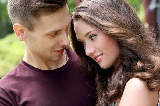 Cute, young couple in the park