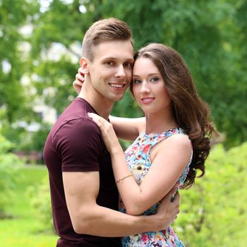 Cute, young couple in the park