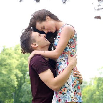 Cute, young couple in the park