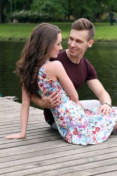 Cute, young couple in the park