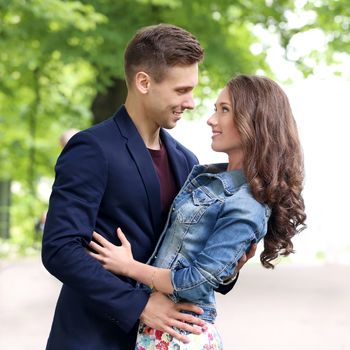 Cute, young couple in the park